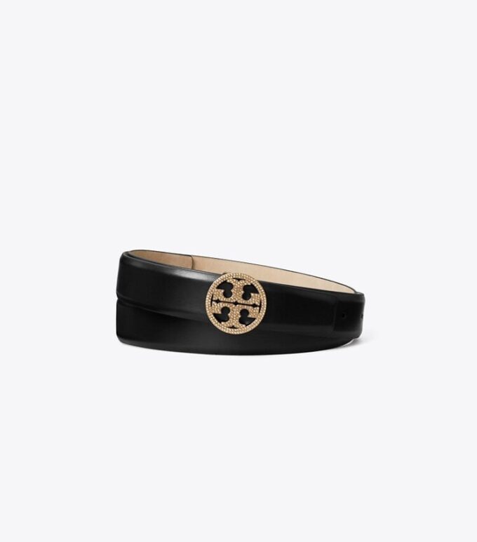 1″ Miller Smooth Leather Pavé Logo Belt