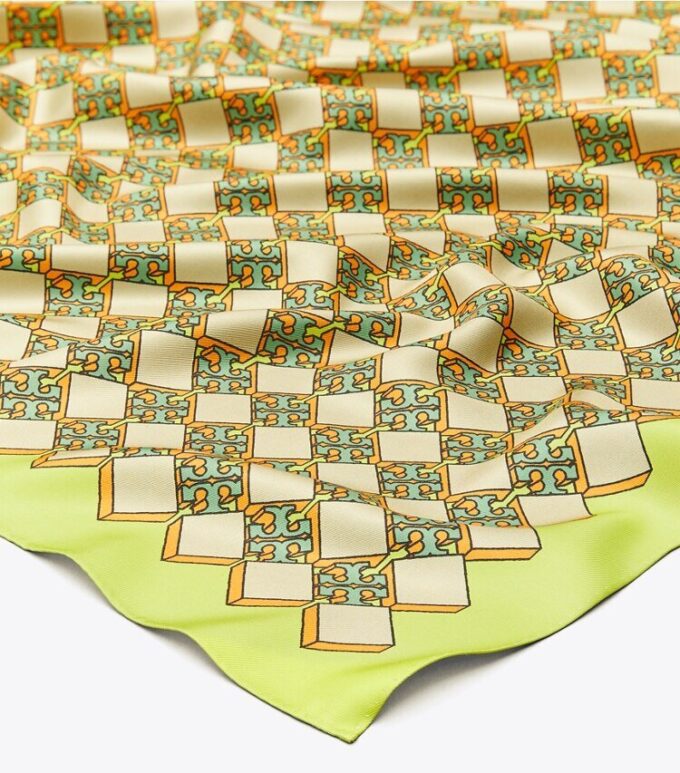 3d Checkered Logo Double-Sided Oversized Silk Square Scarf
