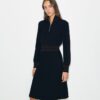 A-Line Turtleneck Zip Dress
