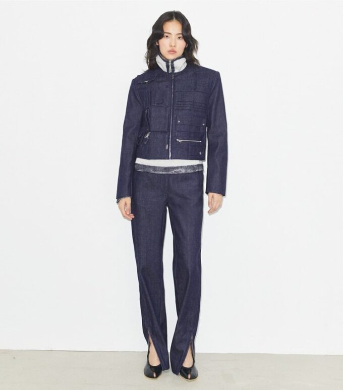 Ankle-Zip Cotton Jeans