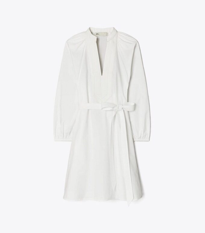 Balloon Sleeve Cotton Tunic Dress