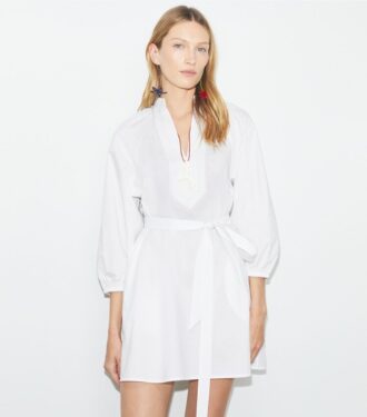 Balloon Sleeve Cotton Tunic Dress