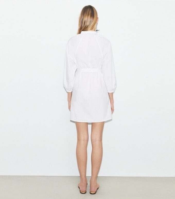 Balloon Sleeve Cotton Tunic Dress