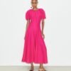 Balloon Sleeve Linen Dress