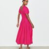 Balloon Sleeve Linen Dress