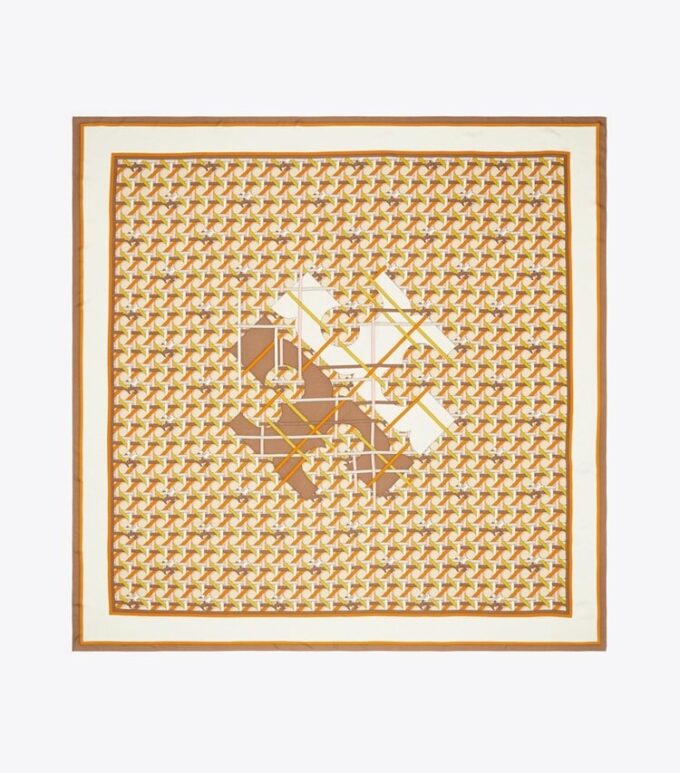 Basket-Weave Logo Oversized Square Scarf