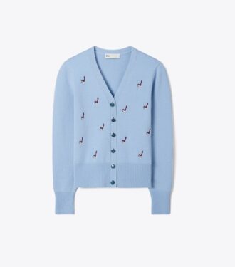 Birdie-Embroidered Cashmere Cardigan