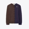 Brooch Color-Block Wool Cardigan