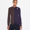 Brooch Color-Block Wool Cardigan