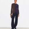 Brooch Color-Block Wool Cardigan