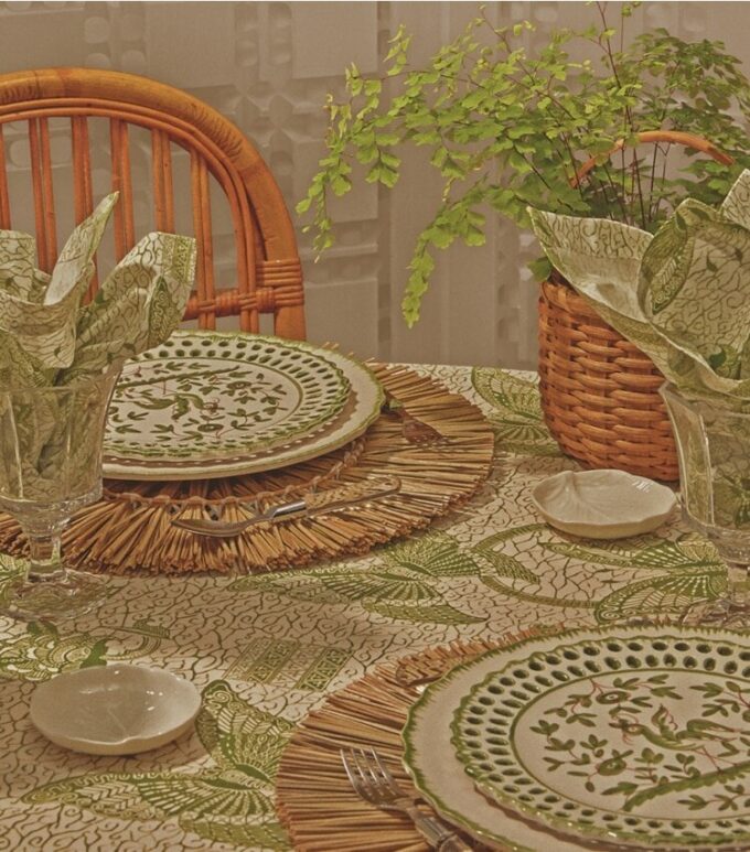 Butterfly Batik Round Tablecloth, 108″