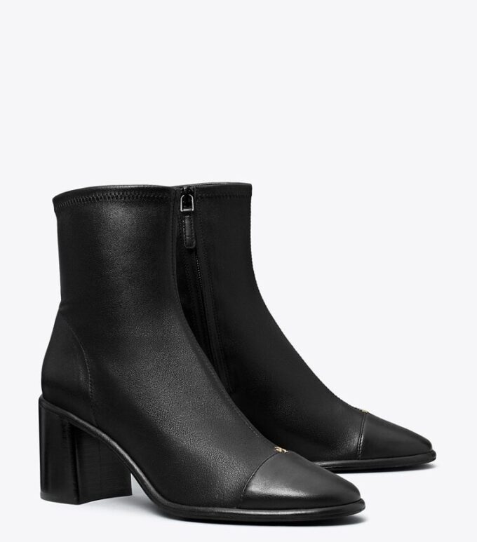 Cap-Toe Heeled Ankle Boot