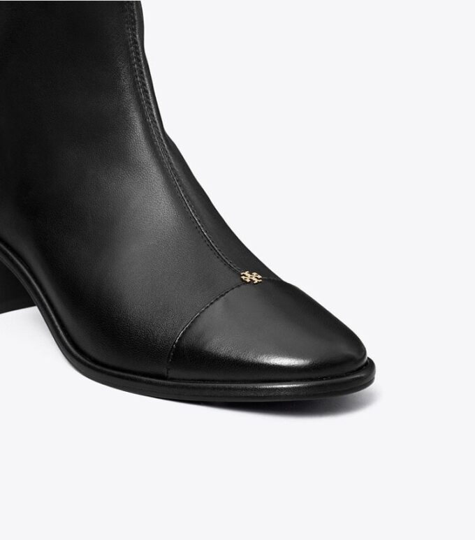 Cap-Toe Low-Heel Ankle Boot