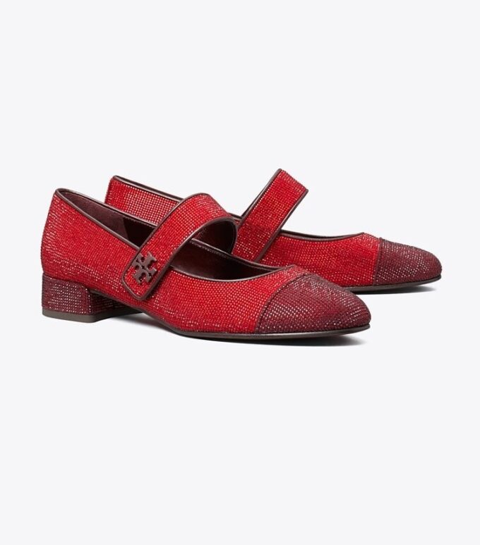 Cap-Toe Mary Jane Pavé Heeled Ballet