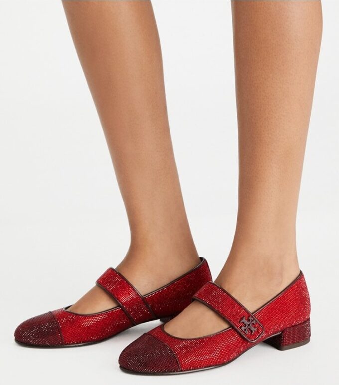 Cap-Toe Mary Jane Pavé Heeled Ballet