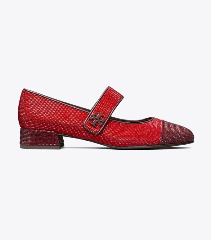 Cap-Toe Mary Jane Pavé Heeled Ballet