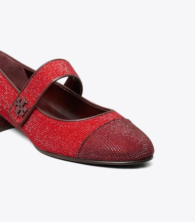 Cap-Toe Mary Jane Pavé Heeled Ballet