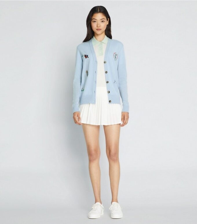 Cashmere Embroidered Golf Cardigan