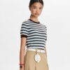 Cashmere Striped Short-Sleeve Tennis Sweater