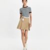 Cashmere Striped Short-Sleeve Tennis Sweater