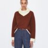 Contrast Collar Wool Sweater