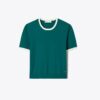 Contrast-Trim Short-Sleeve Sweater