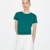 Contrast-Trim Short-Sleeve Sweater