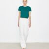 Contrast-Trim Short-Sleeve Sweater