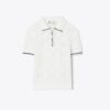 Cotton Logo Lace Polo Top