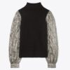 Crinkle Stripe Lamé Sleeve Sweater