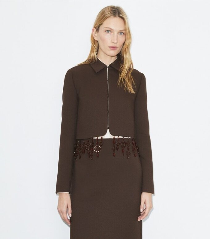 Cropped Crepe Jacket
