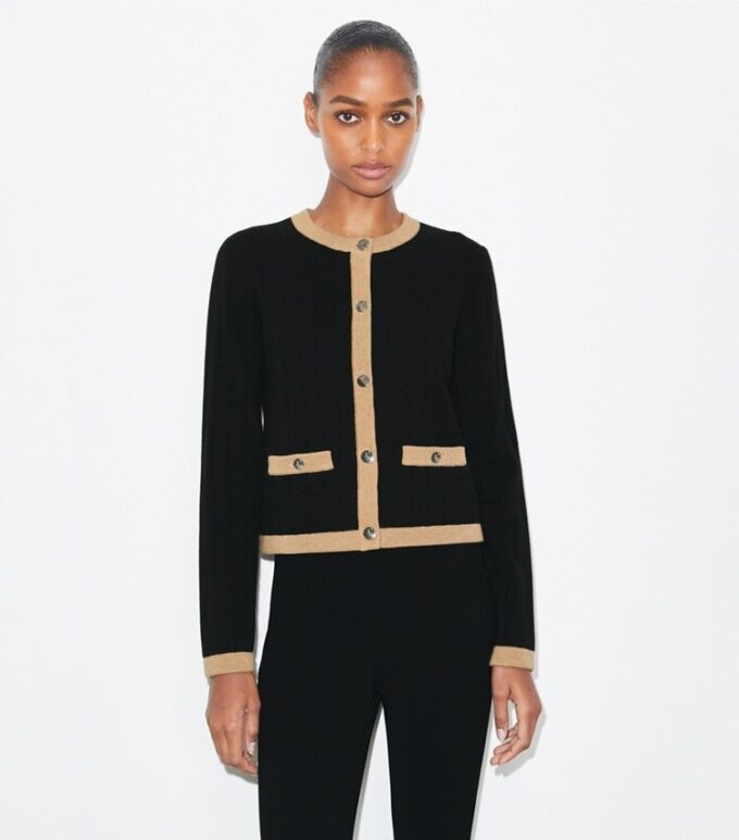 Cropped Merino Wool Cardigan