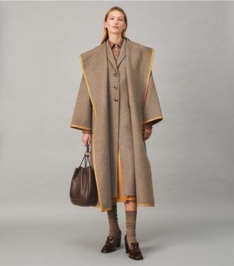 Double-Faced Wool Hooded Wrap Coat