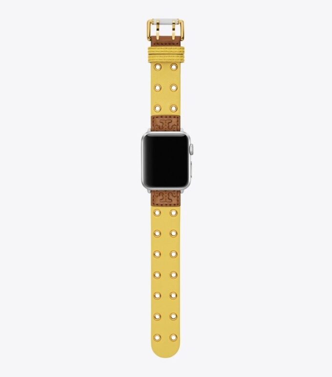 Double Rivets Band For Apple Watch®, Yellow Leather