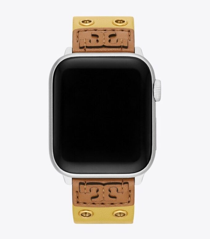 Double Rivets Band For Apple Watch®, Yellow Leather