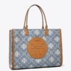 Ella T Monogram Denim Tote