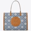 Ella T Monogram Denim Tote