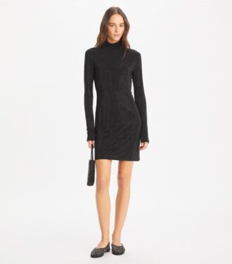 Embellished Viscose Turtleneck Dress