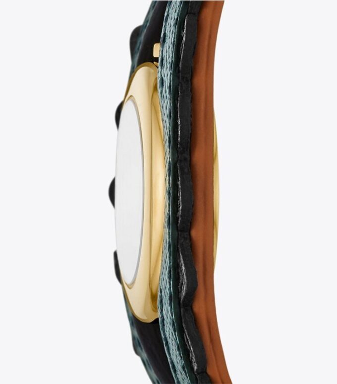 Evil Eye Bangle Watch, Luggage Leather/Green, 27 Mm Evil Eye Bangle Watch, Luggage Leather/Green, 27 Mm