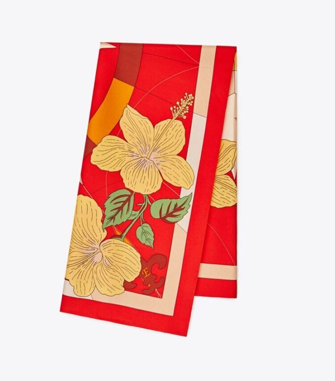 Floral Compass Silk Square Scarf