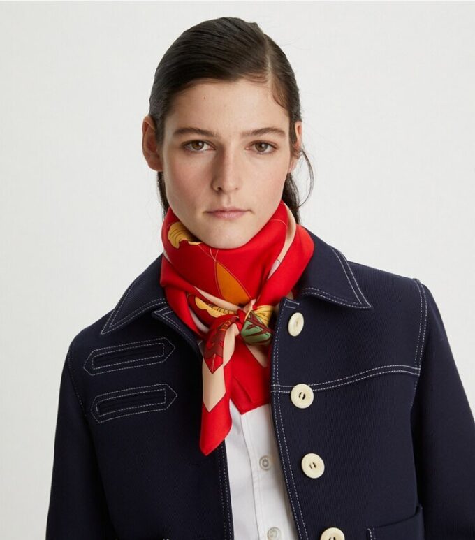 Floral Compass Silk Square Scarf