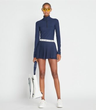 Jacquard Performance Jersey Pleated Overlay Skirt
