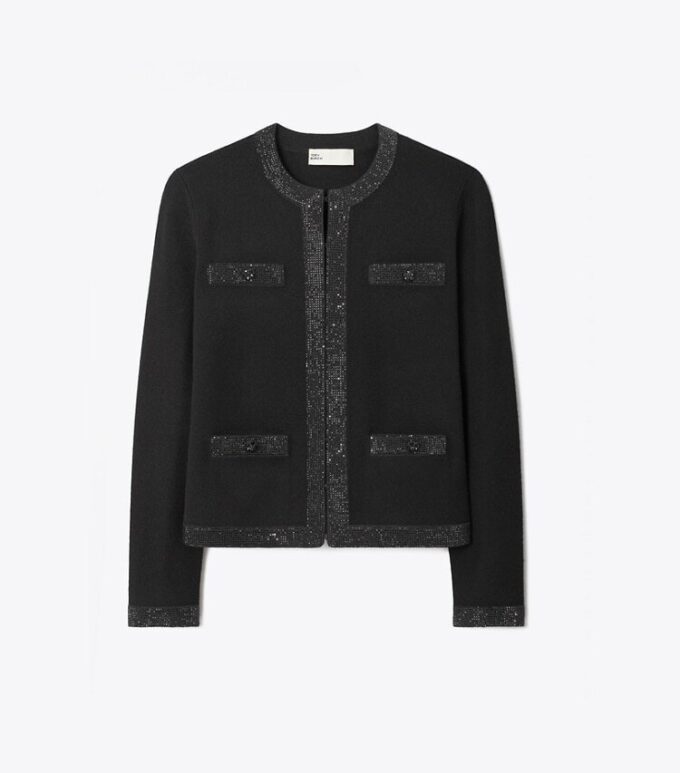 Kendra Embellished Wool Cardigan