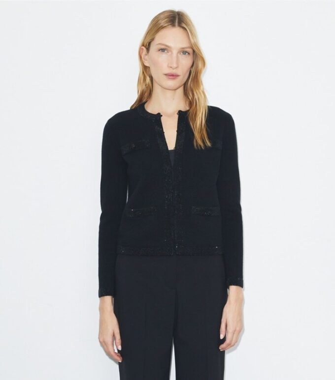 Kendra Embellished Wool Cardigan