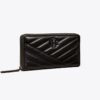 Kira Chevron Powder-Coated Zip Continental Wallet