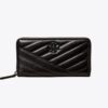 Kira Chevron Powder-Coated Zip Continental Wallet