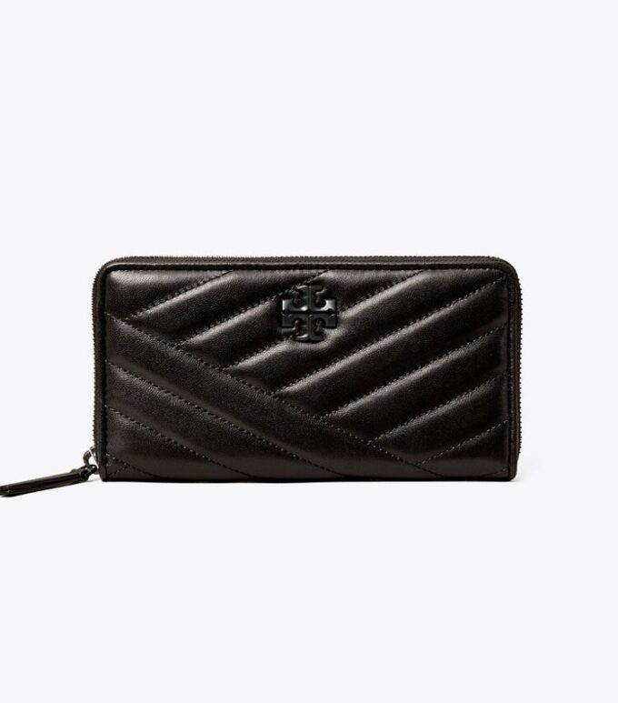 Kira Chevron Powder-Coated Zip Continental Wallet