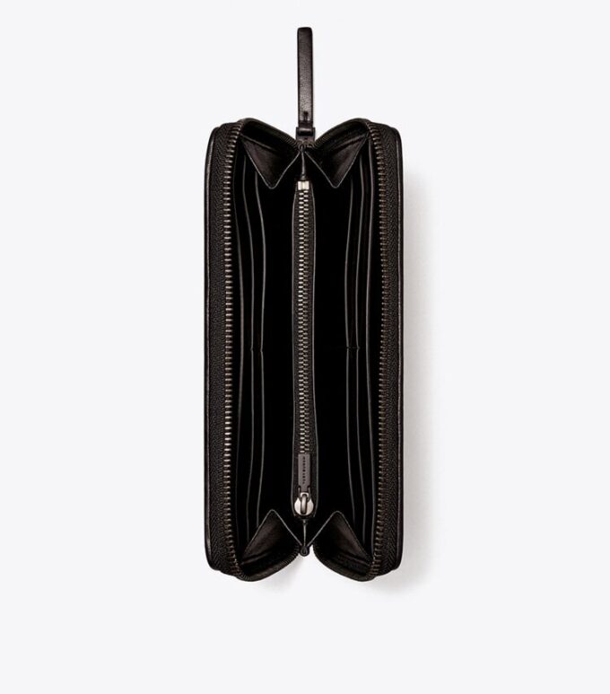Kira Chevron Powder-Coated Zip Continental Wallet