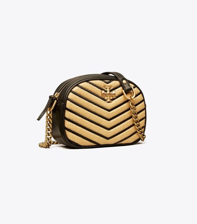 Kira Chevron Soft Straw Small Camera Bag