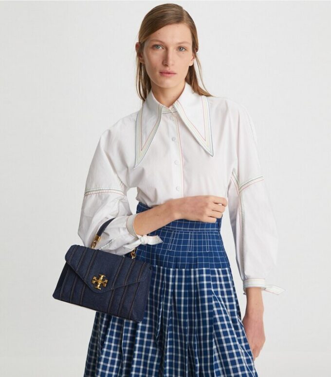 Kira Quilted Denim Small Satchel